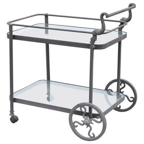 Cast Aluminum 2 Tier Rolling Bar Tea Cart Server Table With Fish