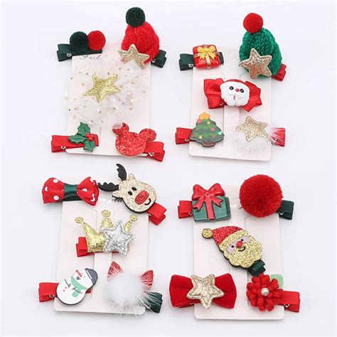 Xmas Hairpins Barrettes Ts Children Hair Accessories 5 Pcs Set New