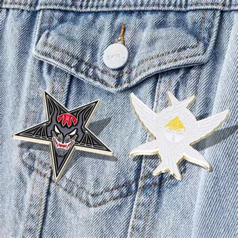 Seraphim And Devil Enamel Pins Custom Angel Satan Brooches Lapel Badges