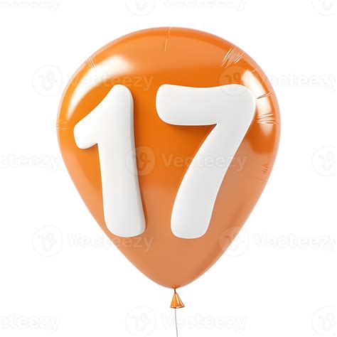 Number 17 balloon isolated on a transparent background 48949383 PNG