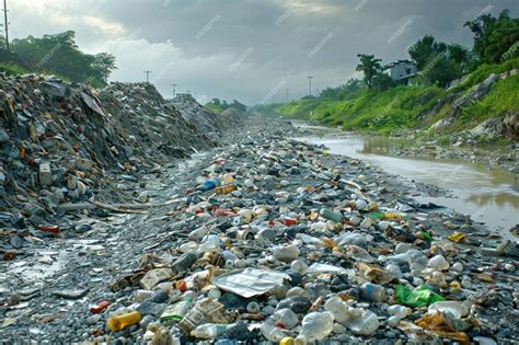 Premium Photo | View of the landfill A pile of plastic garbage food waste and other garbage ...