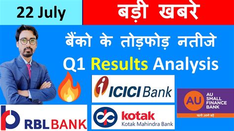 🟢q1 Result 🟢icici Bank Kotak Bank Rbl Bank Au Small Finance Bank