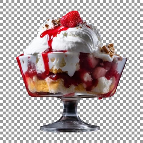 Savoureux Sundae Aux Fraises Isol Sur Fond Transparent Psd Premium