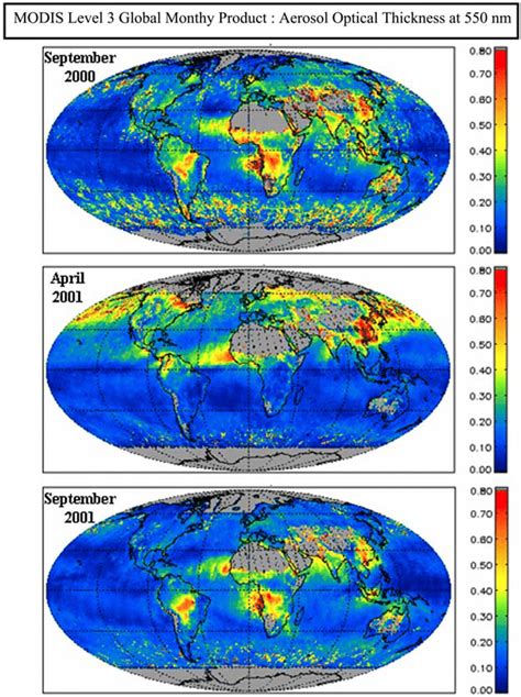 Modis Level 3 Global Monthly Composites Of Aerosol Optical Thickness