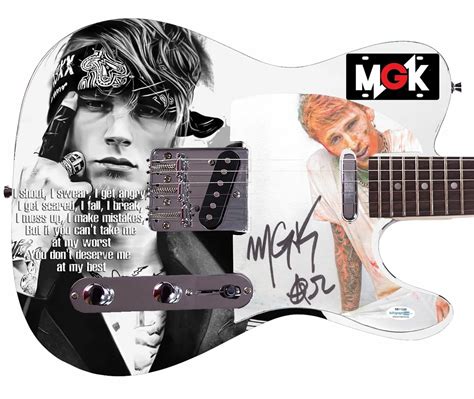 MGK Machine Gun Kelly Autographed Graphics Photo Guitar ACOA | Autographia