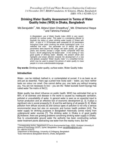 Drinking Water Quality Assessment In Terms Of Water Quality Index Wqi