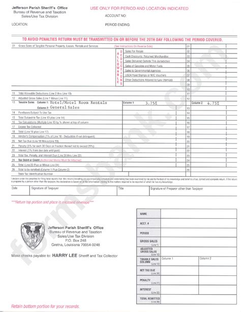 Tax Form - Jefferson Parish printable pdf download