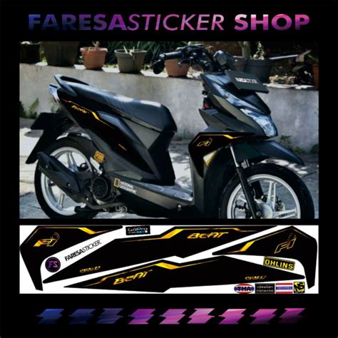 Jual COD STRIPING STICKER VARIASI MOTOR HONDA BEAT ESP GOLD STREET