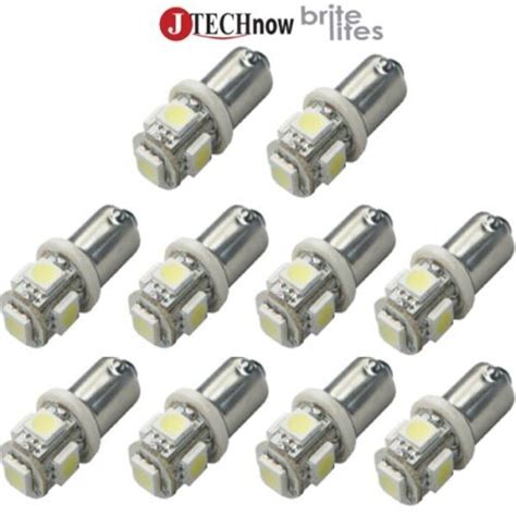 Jtech 10x BA9S 5 SMD LED Super Bright White Light Bulb T4W T11 H6W 53