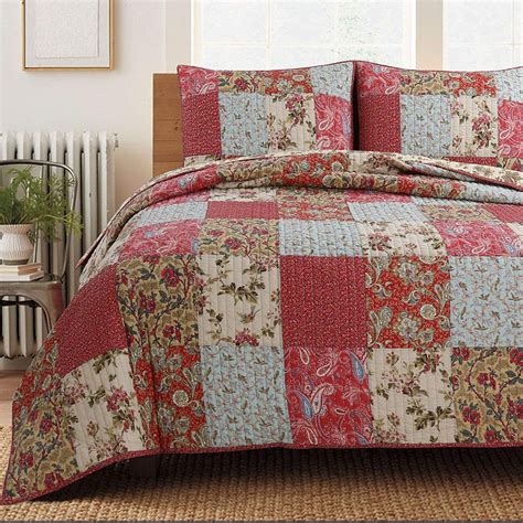 Cozy Line Rosemond Floral Patchwork 100 Cotton 3 Piece Quilt Set