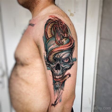 Red Snake Blue Skull Tattoo Tattoos Designs