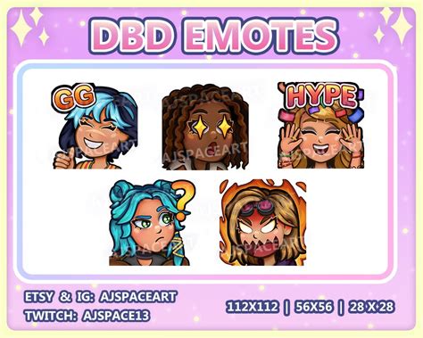 Dead By Daylight Dbd Survivor Emote Pack Of 5 Haddie Kaur Etsy Canada