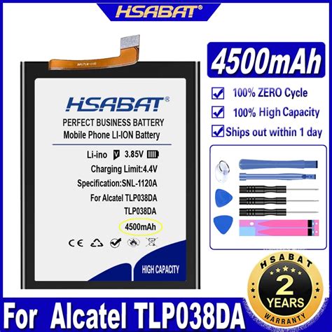 HSABAT Bater A TLp038DA De 4500mAh Para Bater As De Tel Fonos