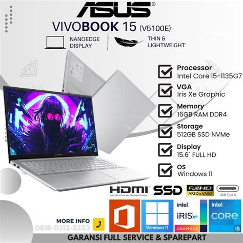 Jual Asus Vivobook V5100e Intel Core I5 1135g7 16gb 512gb Windows 11