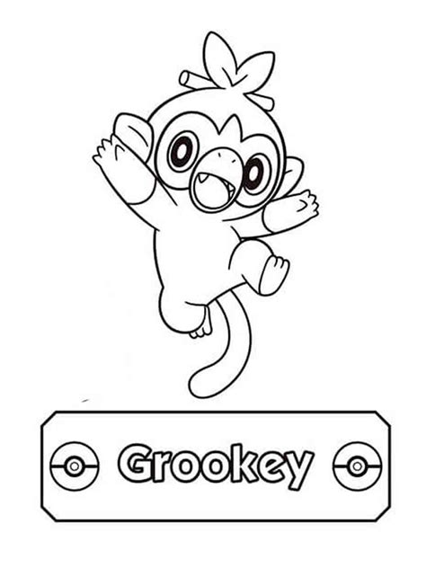 Pokemon Grookey Coloring Pages Free Printable