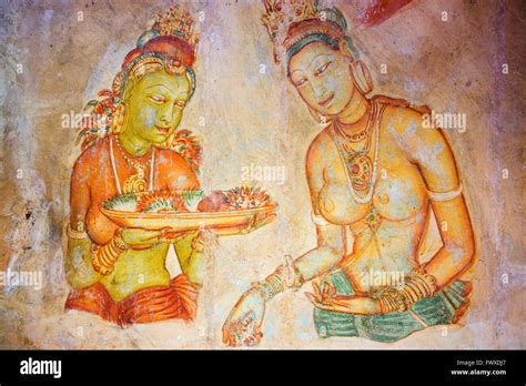 Frescoes In Sigiriya Depicting The Sigiriya Damsels Unesco World