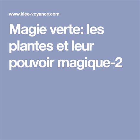 Magie Verte Les Plantes Et Leur Pouvoir Magique 2 Magie Verte Vert