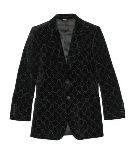 Mens Gucci Black Velvet Interlocking G Blazer Harrods Uk