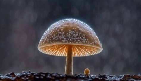 Premium AI Image Enchanted Glowing Mushroom In A Dark Forest