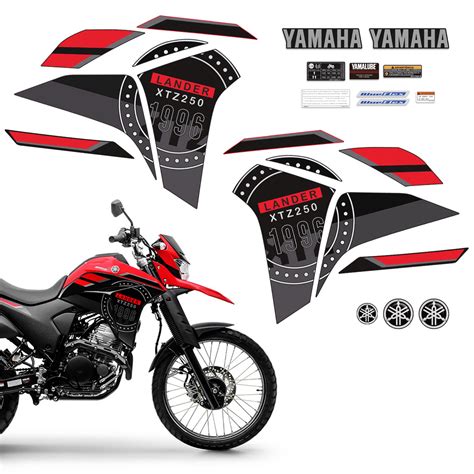 Kit Adesivos Yamaha Lander Xtz 250 2023 2024 Vermelho Logo