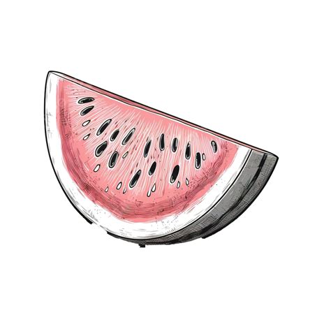 Watermelon Half Slice Isolated Fruit Line Art Isolated Watermelon