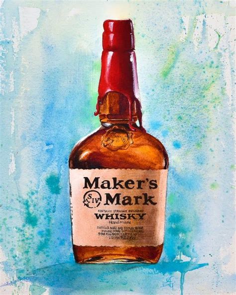 Makers Mark Bourbon Bottle Painting Prints Etsy Bottle Painting