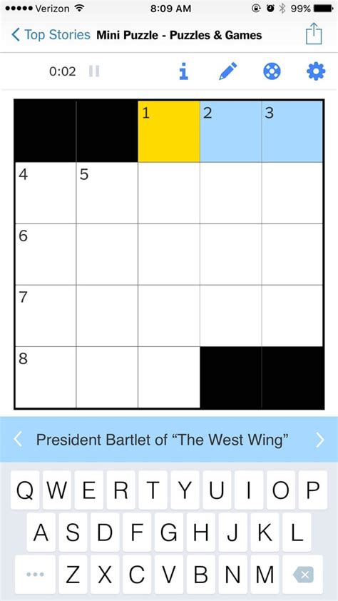 First clue in today's NY Times mini crossword : r/thewestwing