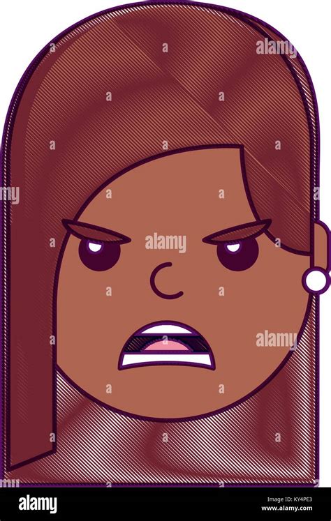 Pretty Woman Angry Frustrated Facial Expression Cartoon Vector