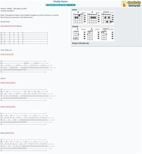 Chord: Finally Home - tab, song lyric, sheet, guitar, ukulele | chords.vip