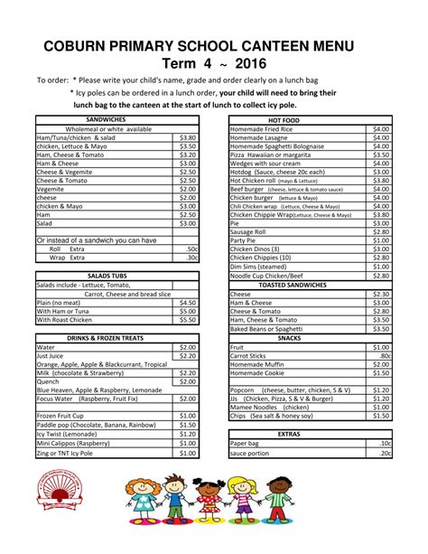 School Canteen Menu Templates Free Best Of Document Template