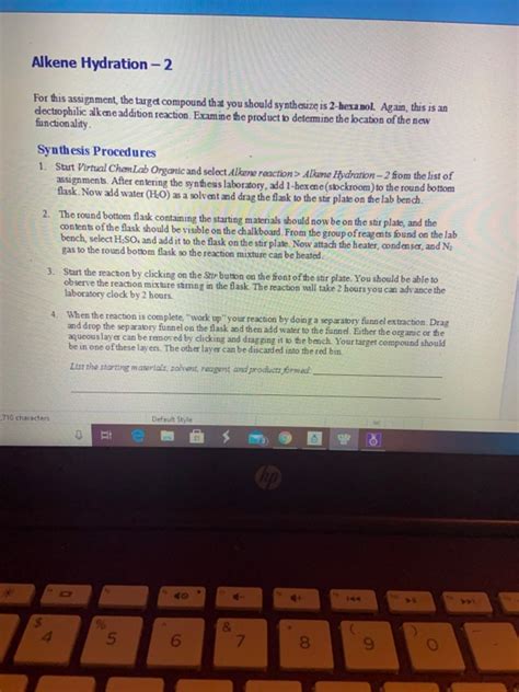 Solved Alkene Hydration For This Assignment The Target Chegg