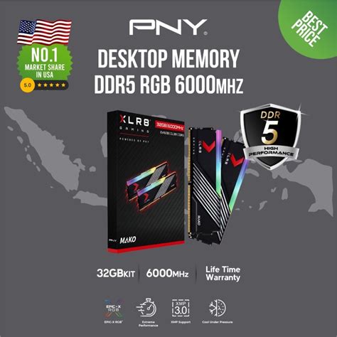 Jual Ram PC PNY XLR8 MAKO RGB DDR5 32GB 6000MHz PC48000 RAM Ddr5