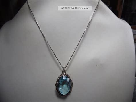 Jugendstil Er Silber Anh Nger Kette Aquamarin Design