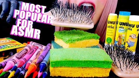 ASMR MOST POPULAR EDIBLE FOOD FOR ASMR Hair Brush Dish Sponge Glue