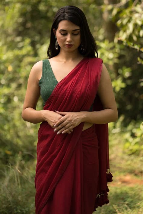 Rouge Maroon Colour Plain Saree I Love Sarees