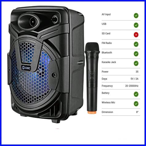 Jual Speaker Aktif Portable GMC 897E 8 Inch Bluetooth Original Extra