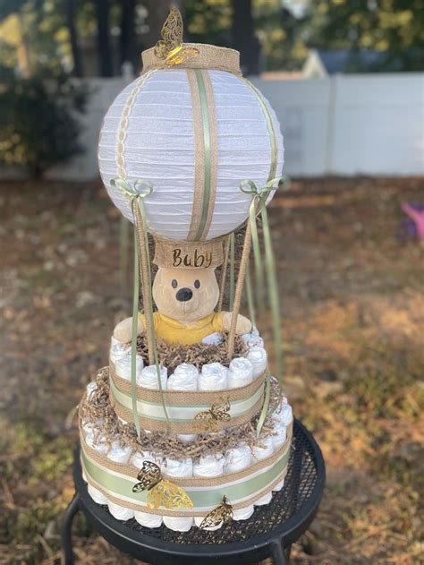 Hot Air Balloon Diaper Cake Etsy Creative Baby Shower Gifts Baby Shower Baskets Elephant