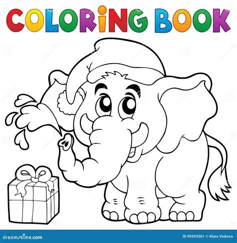 Elefante Do Natal Do Livro Para Colorir Ilustração Do Vetor