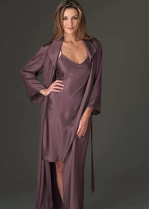 Evening Stroll Silk Robe Full Length Luxurious Robe Silk Chemise