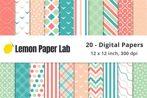 Coral and Teal Background Patterns Graphic by Lemon Paper Lab ...