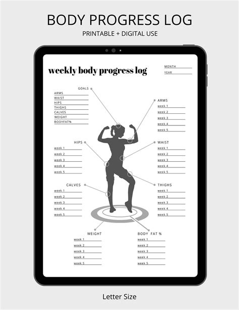 Weekly Body Progress Log Health Tracker Body Measurements Tracker