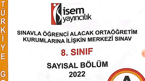 İSEM YAYINLARI 2 DENEME 2022 YILI CEVAP ANAHTARI YouTube