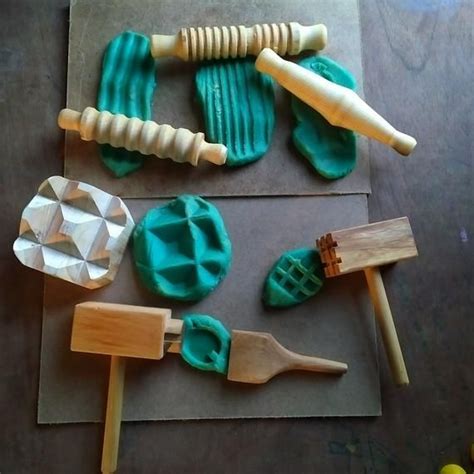 Wooden Tools For Dough And Clay Play Playdough Tool Set Wooden