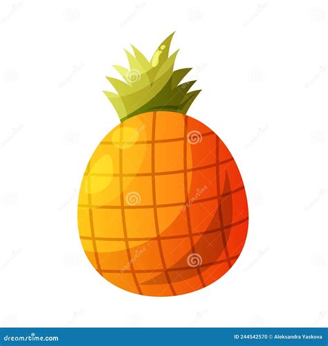 Cartoon Pineapple Summer Tropical Fruits Stock Vector Illustration Of Agriculture Isolated