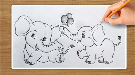 Baby Elephant Pencil Drawing