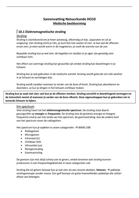 Natuurkunde Samenvatting HO10 Natuurkunde Overal Medische