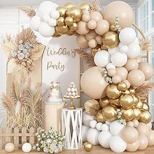 Amazon HILAVO White And Gold Balloon Arch Kit Nude White Beige