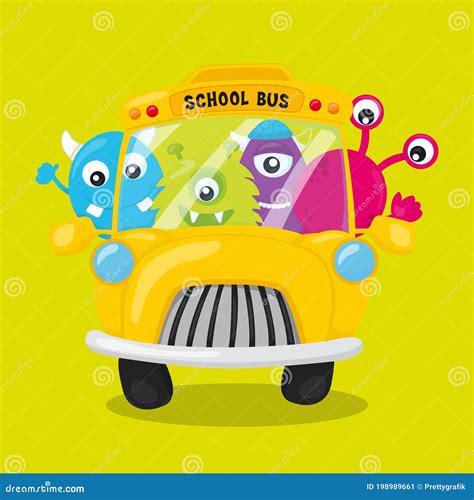 Monster School Full Bus 05 stock vector. Illustration of vector - 198989661