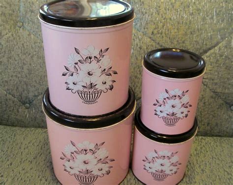 Vintage 50s Pink Canisters Vintage Pink Kitchen Pink Canister Set