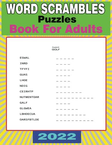 2022 Word Scramble Puzzle Book For Adults Large Print Word Jumbles